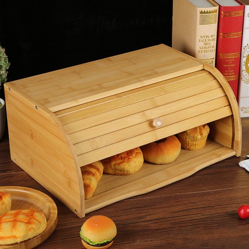 Large bread bin bamboo - large,