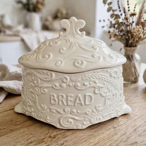 White ceramic bread bin loaf - 1,