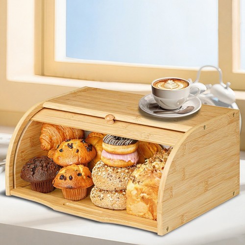 Bamboo bread box natural - bread,