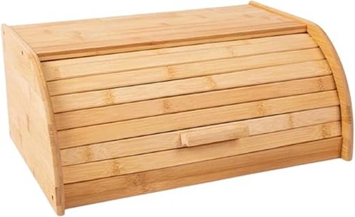 Bamboo wooden large bread bin - bamboo,