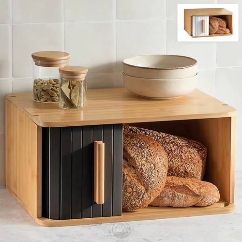 Bamboo corner bread bin with - corner,