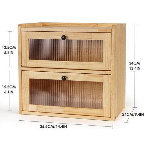 Wooden bread bin - bread, double
