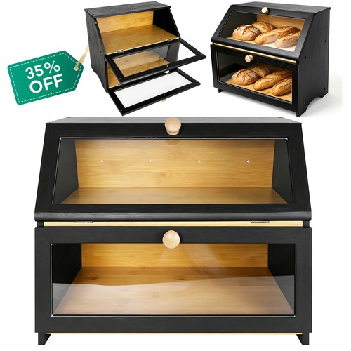 Layer bamboo bread box for - layer,