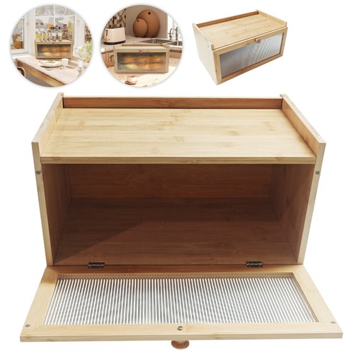 Bamboo wood bread bin single - bamboo,