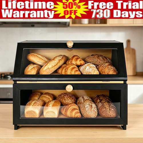 2layer bamboo bread box - box, for