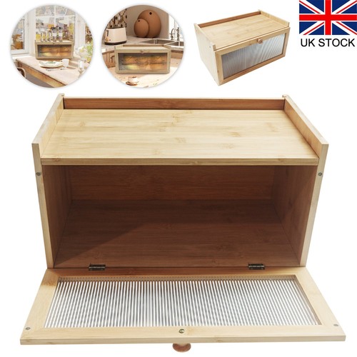 Wooden bamboo bread bin single - wooden,