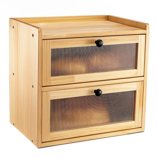 Wooden bread bin double layer - wooden,